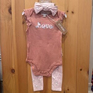 Kit & Pearl Pink Baby Outfit with Bow